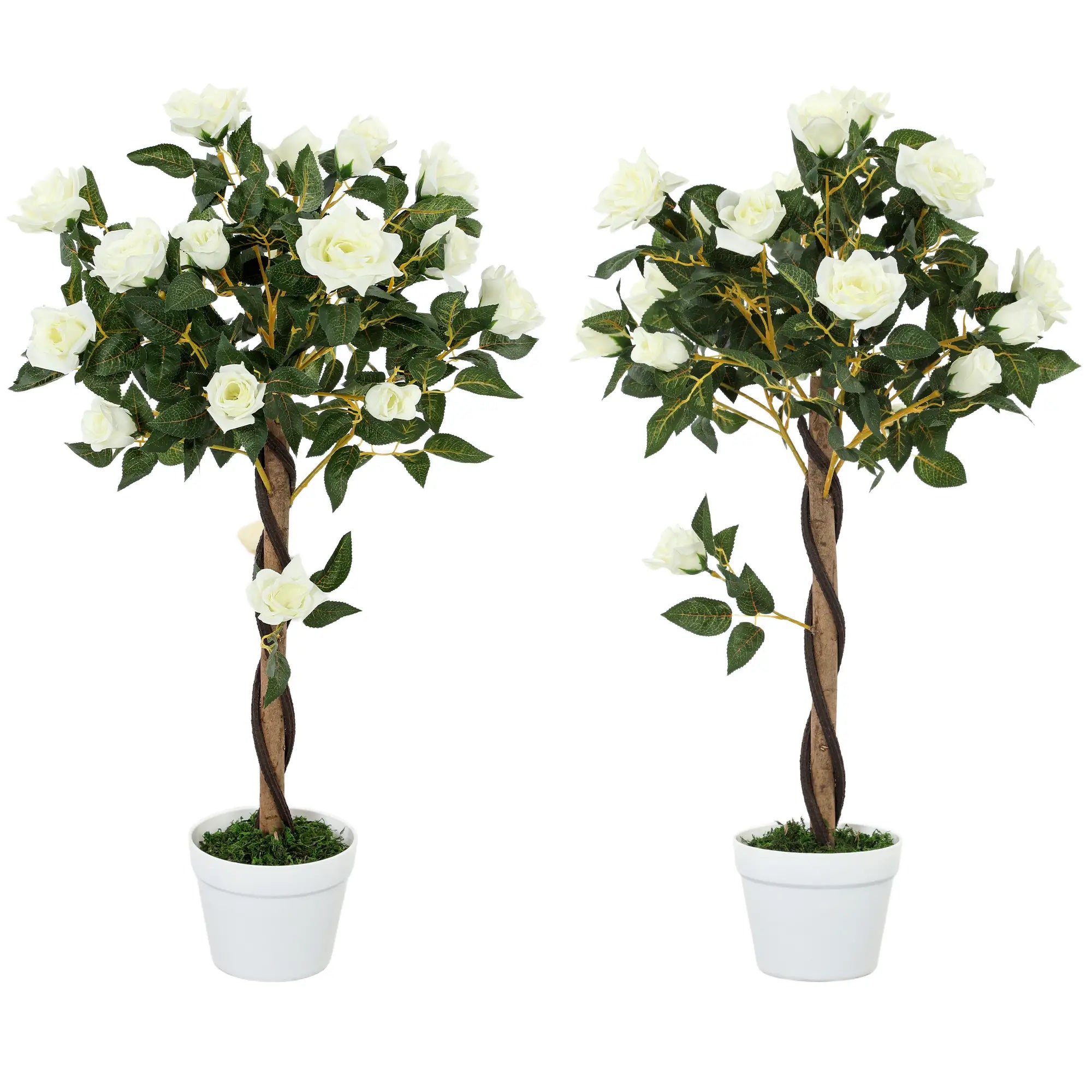 3FT White Rose Artificial Plant Set, Fake Plant For Home Decor, White Artificial Trees White at Gallery Canada