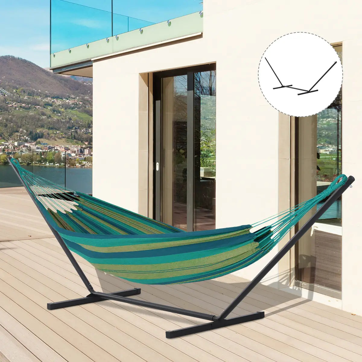11.8'L Heavy Duty Hammock Stand, Straight Pole, Outdoor Use, Black Hammock Stands at Gallery Canada