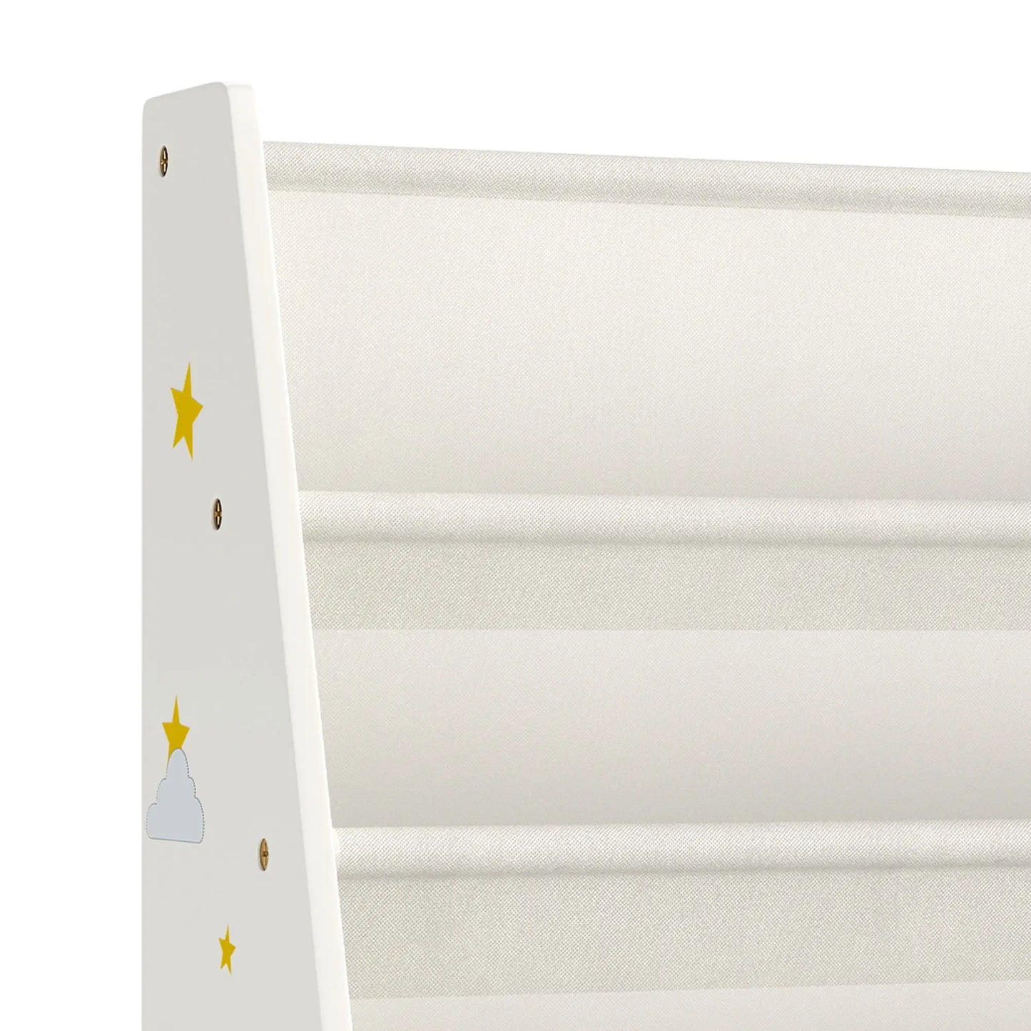 Fabric Kids Bookshelf, 4-Tier Toddler Sling Book Rack, White