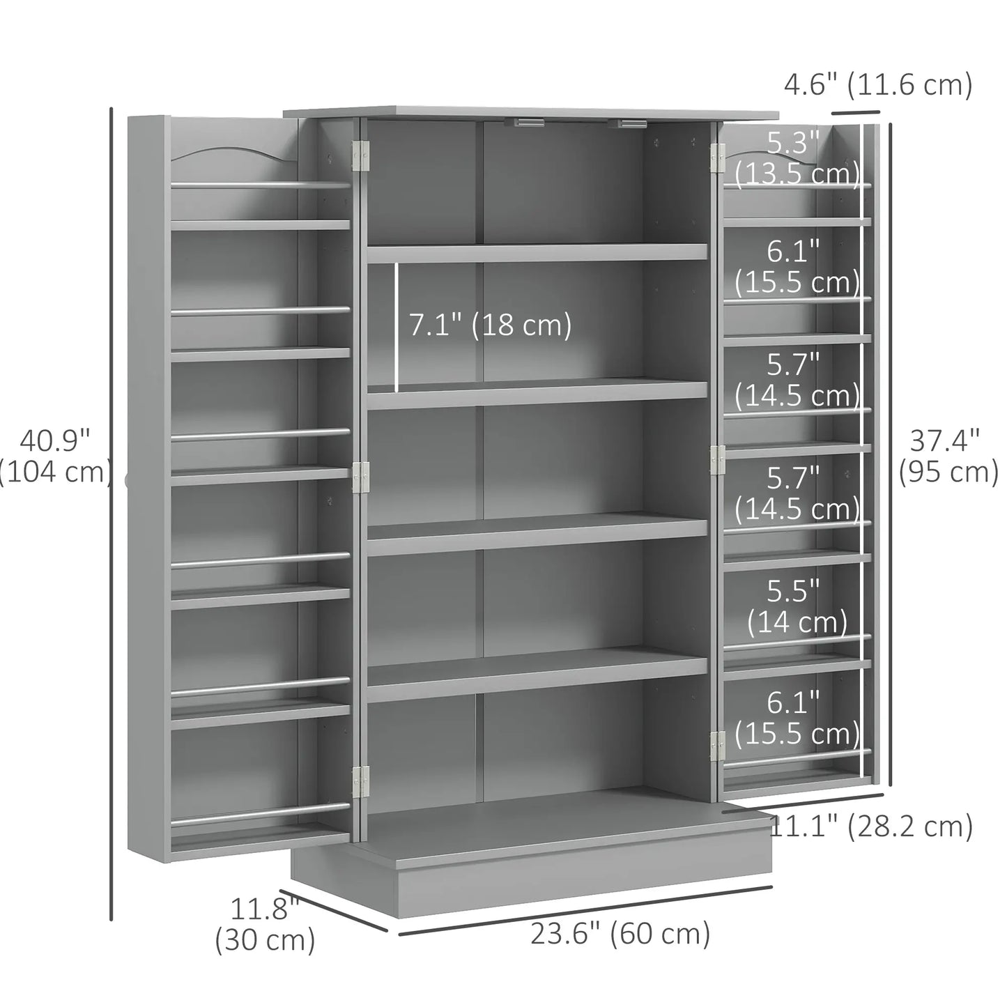 41 Storage Cabinet, 2-Door Kitchen Pantry, 5-Tier Shelving, Grey Kitchen Pantry Cabinets at Gallery Canada