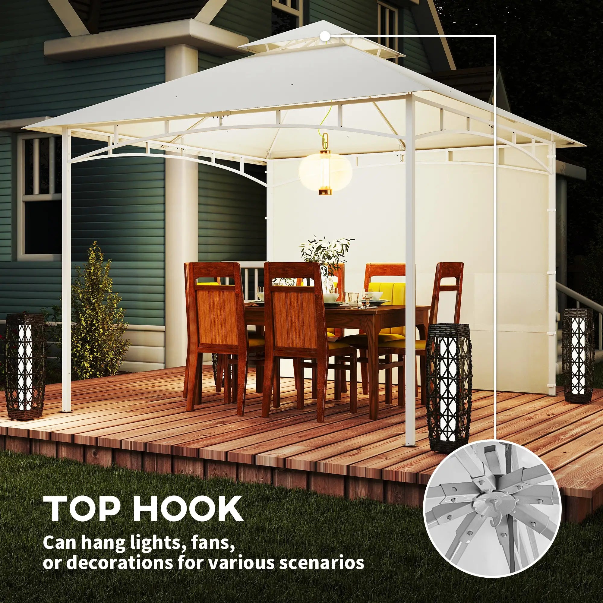 10' x 10' Patio Gazebo, Double Roof Canopy With Storage, Cream White Gazebos at Gallery Canada