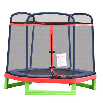 84.75 Inch Kids Trampoline with Safety Net, Red Trampolines Red, Blue, Green, Black at Gallery Canada