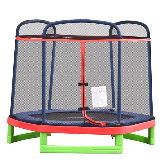 84.75 Inch Kids Trampoline with Safety Net, Red Trampolines Red, Blue, Green, Black at Gallery Canada