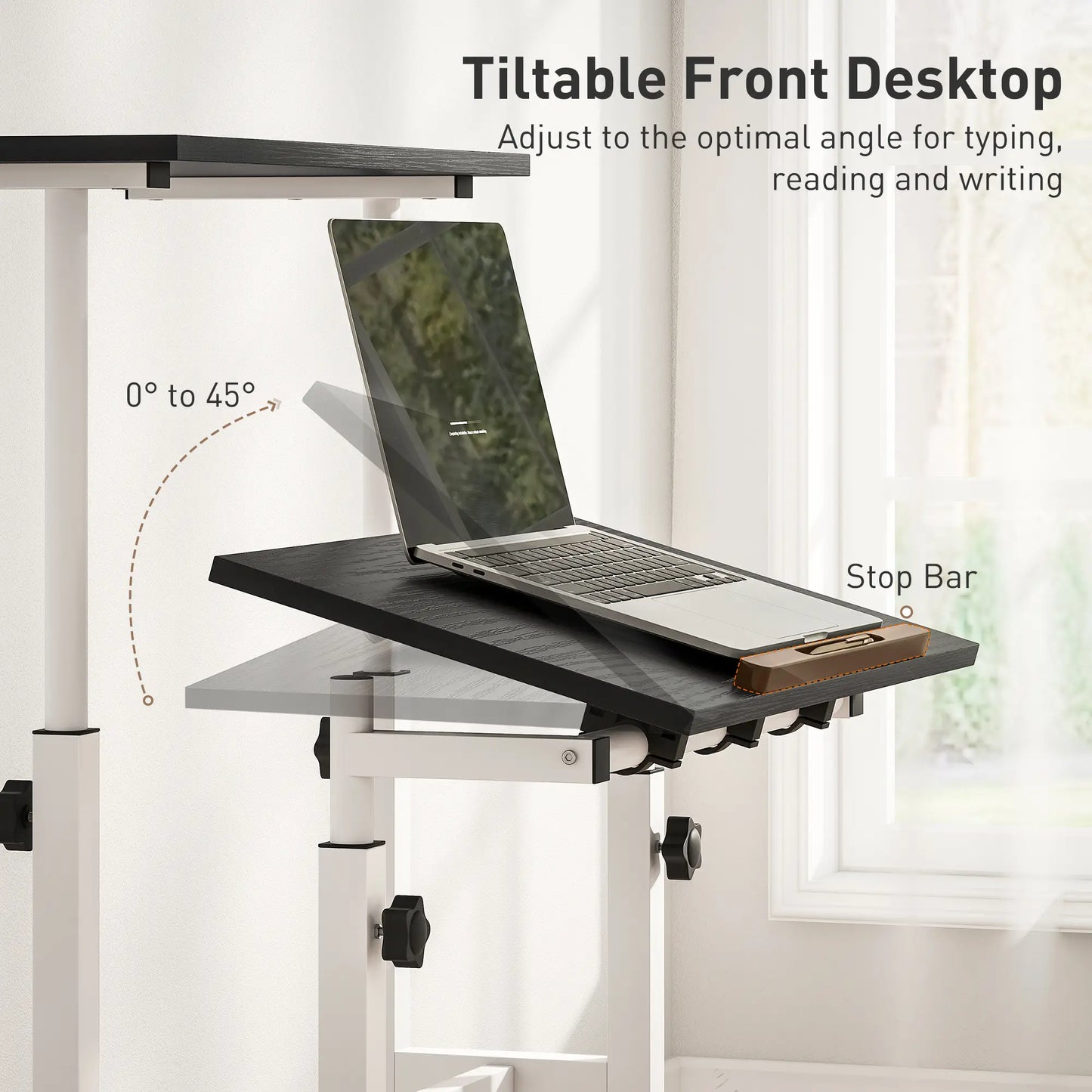Height Adjustable Standing Desk with Wheels, Black Computer Desks at Gallery Canada