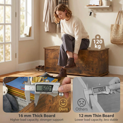 39.5" Storage Chest, Flip-Top Lid, Entryway Bench, Rustic Brown, Brown Storage Ottomans & Benches at Gallery Canada