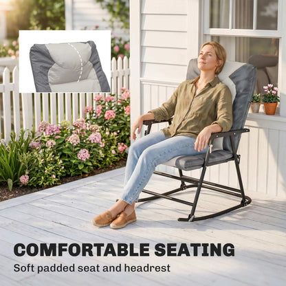 3-Piece Foldable Rocking Chair Set, Light Grey Outdoor Rocking Chairs at Gallery Canada