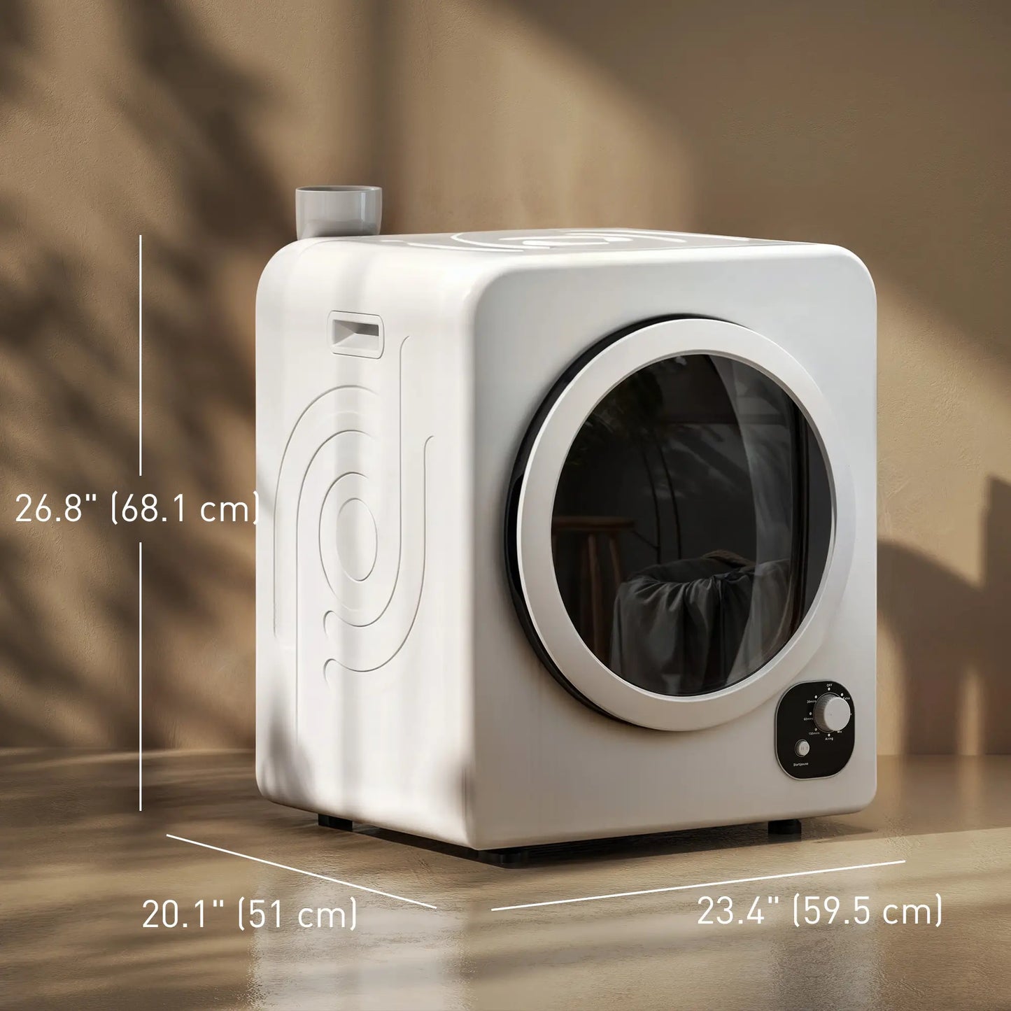 Compact Laundry Dryer, 1300W Portable, Stainless Steel Tub, White Dryer Machines at Gallery Canada