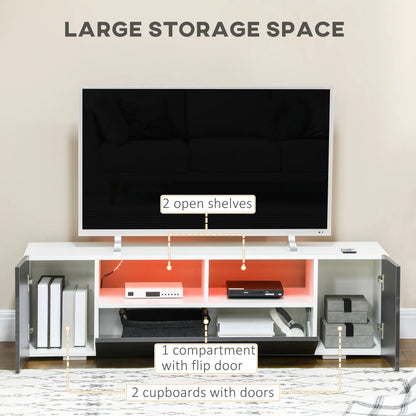 TV Stand for 60" TVs, LED Lights, Storage Shelves, 53.9" x 13.8" x 16.5", Grey TV Stands at Gallery Canada