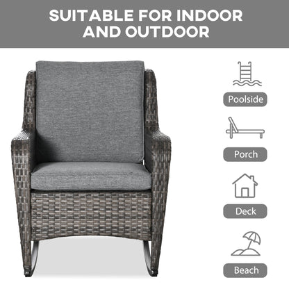 Outdoor Wicker Rocking Chair, PE Rattan Porch Rocker, Grey Outdoor Rocking Chairs at Gallery Canada