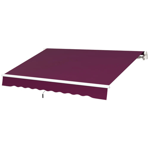 10' x 6.5' Manual Retractable Awning, LED Lights, Aluminum Frame, Wine Red