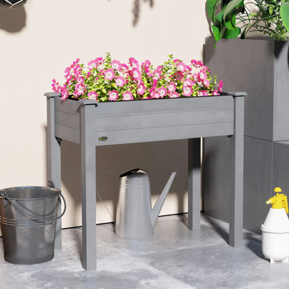 34"x18"x30" Wooden Raised Garden Bed, Elevated Planter Box with Legs, Dark Grey Raised Garden Beds at Gallery Canada