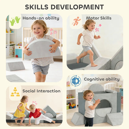 12 PCS Modular Kids Play Couch, Toddler Sectional Sofa, Grey Kids Gym & Playmats at Gallery Canada