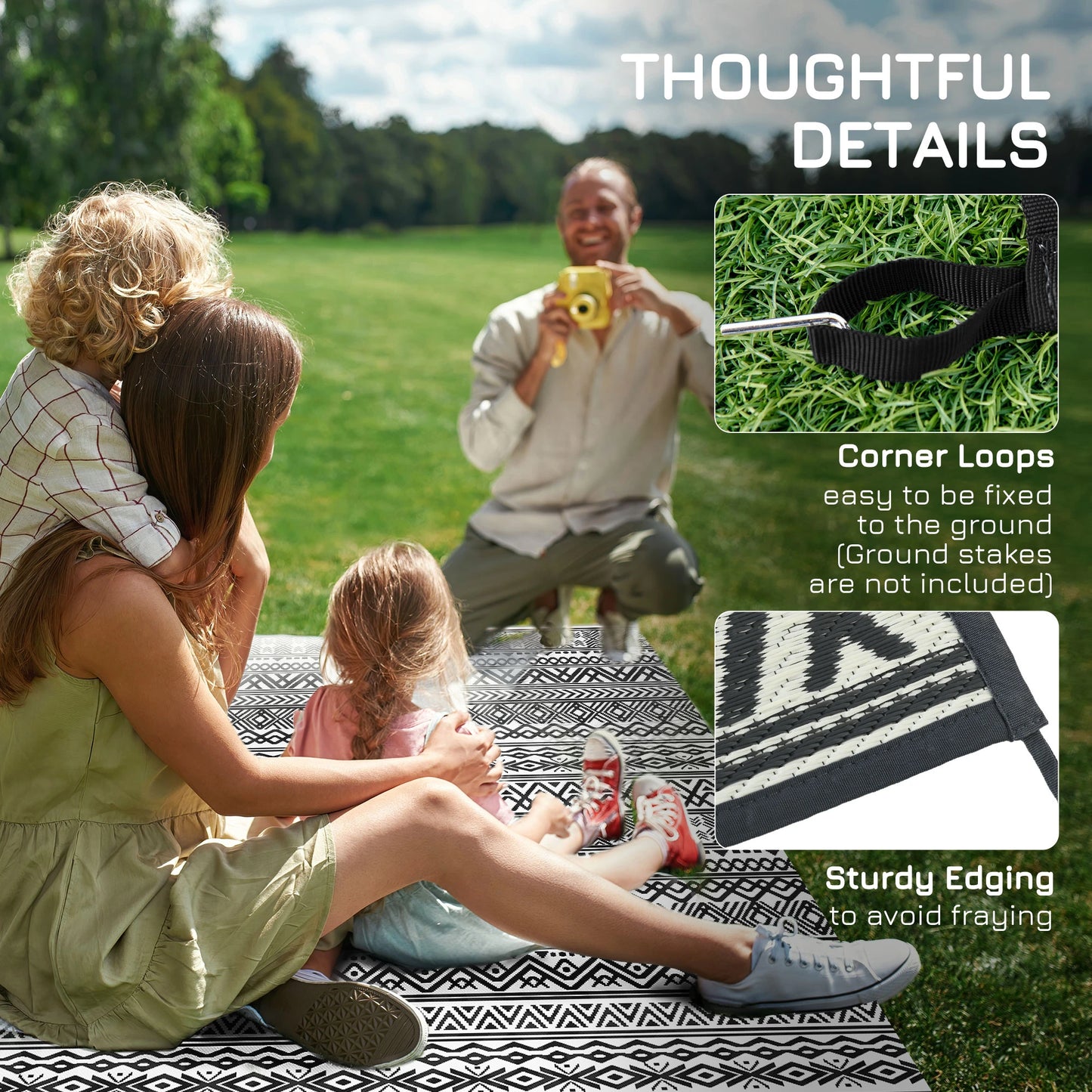 Reversible Outdoor Rug, Waterproof, 8' x 10', Grey Cream White Outdoor Reversible Rugs at Gallery Canada