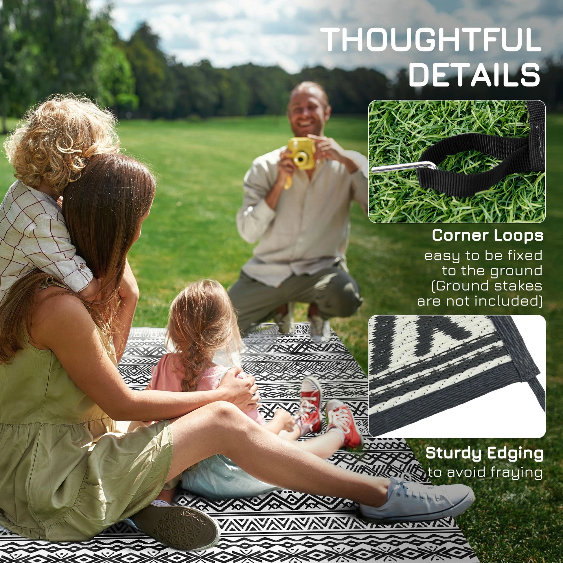 Reversible Outdoor Rug, Waterproof, 8' x 10', Grey Cream White Outdoor Reversible Rugs at Gallery Canada