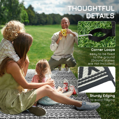 Reversible Outdoor Rug, Waterproof, 8' x 10', Grey Cream White Outdoor Reversible Rugs at Gallery Canada