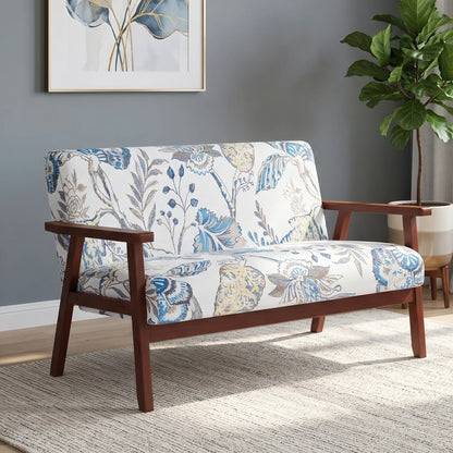 Compact Loveseat Sofa, Linen Fabric, Rubber Wood Legs, Multicolour 2-Seater Sofas at Gallery Canada
