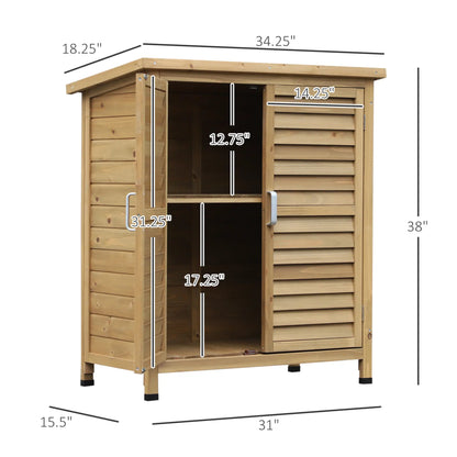 Wooden Garden Storage Shed, 2 Door, 34" x 18" x 38", Natural Sheds at Gallery Canada