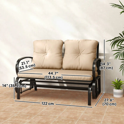 2-Person Outdoor Glider Chair, Steel Frame With Cushions, Khaki Outdoor Gliders at Gallery Canada