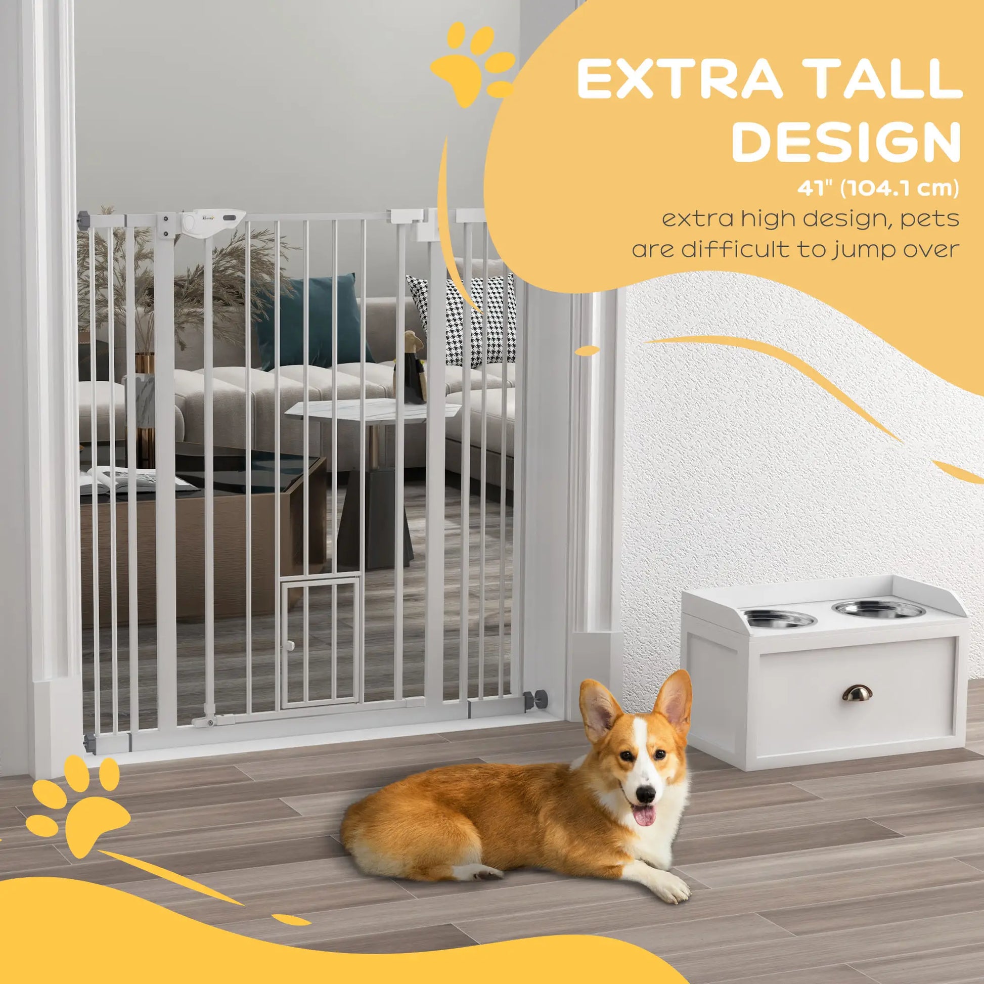 41" Indoor Dog Gate, Easy Open, White Houses, Kennels & Pens at Gallery Canada