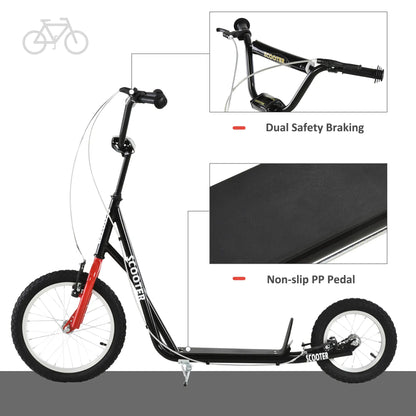 Youth Kick Scooter, Adjustable Handlebar, 16'' Inflatable Wheel, Black Scooters at Gallery Canada
