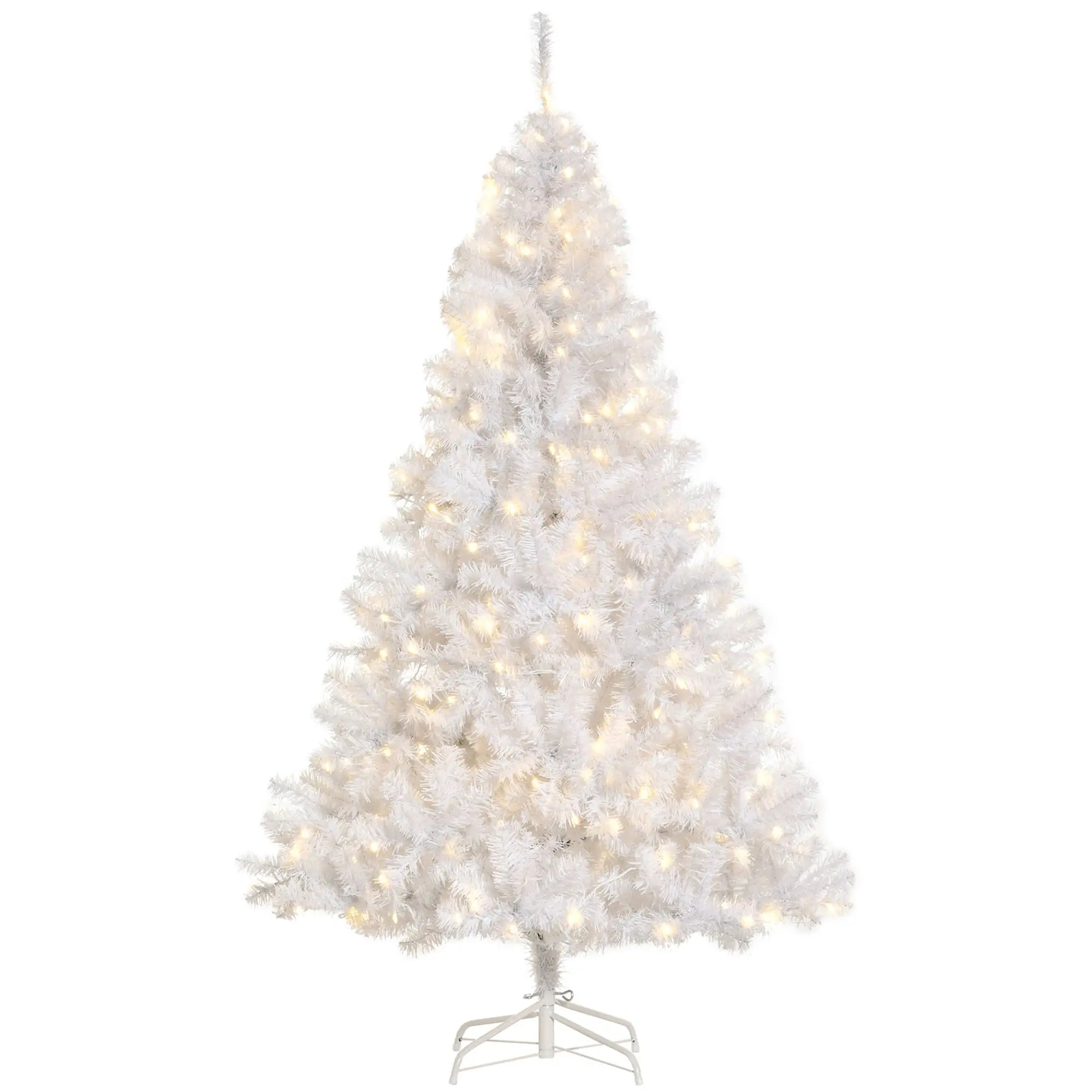 6FT Prelit Artificial Christmas Tree, Warm White LED, Auto Open, White Pre Lit Christmas Trees White at Gallery Canada