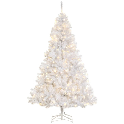 6FT Prelit Artificial Christmas Tree, Warm White LED, Auto Open, White Pre Lit Christmas Trees White at Gallery Canada