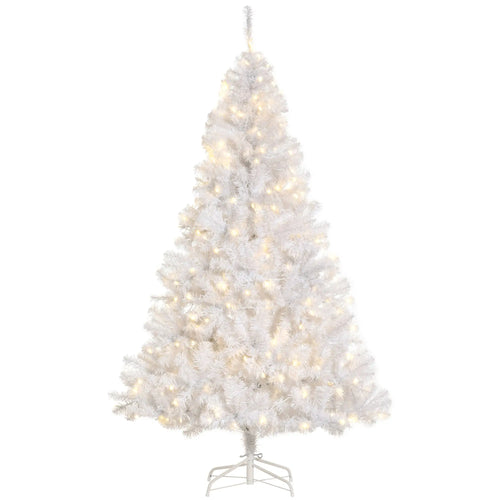 6FT Prelit Artificial Christmas Tree, Warm White LED, Auto Open, White