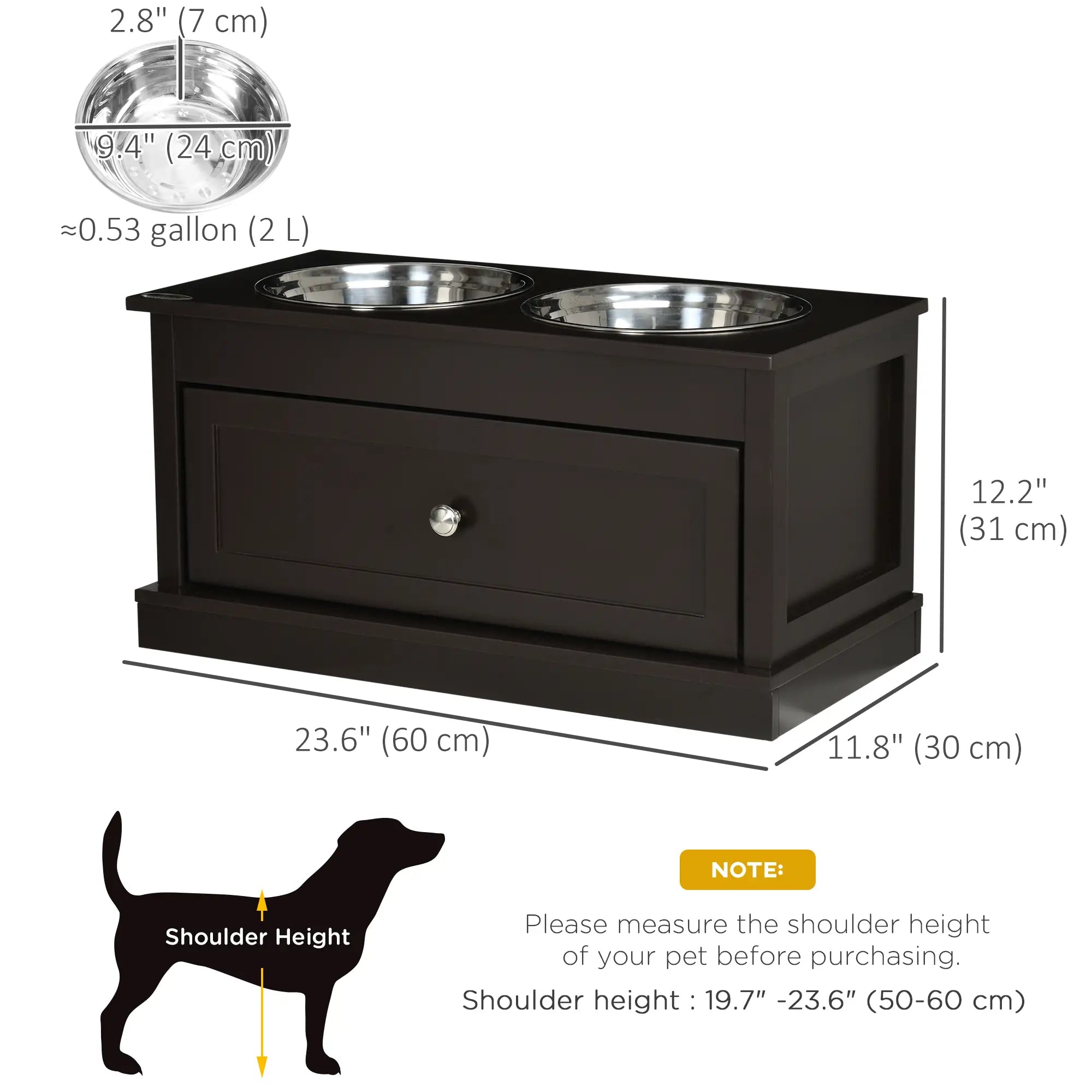 Elevated Dog Bowls with Storage, Large, Coffee Dog Bowls at Gallery Canada