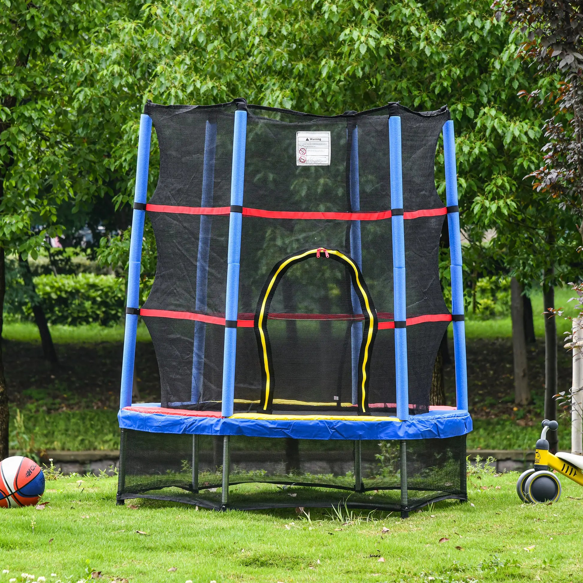55" Kids Trampoline with Enclosure Net, Indoor/Outdoor, Multi-Coloured Trampolines at Gallery Canada