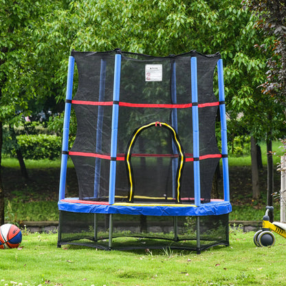 55" Kids Trampoline with Enclosure Net, Indoor/Outdoor, Multi-Coloured Trampolines at Gallery Canada