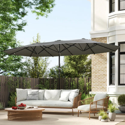 173" Double-Sided Sun Umbrella, Garden Parasol, Outdoor Sun Shade, Dark Green Double-sided Umbrellas at Gallery Canada