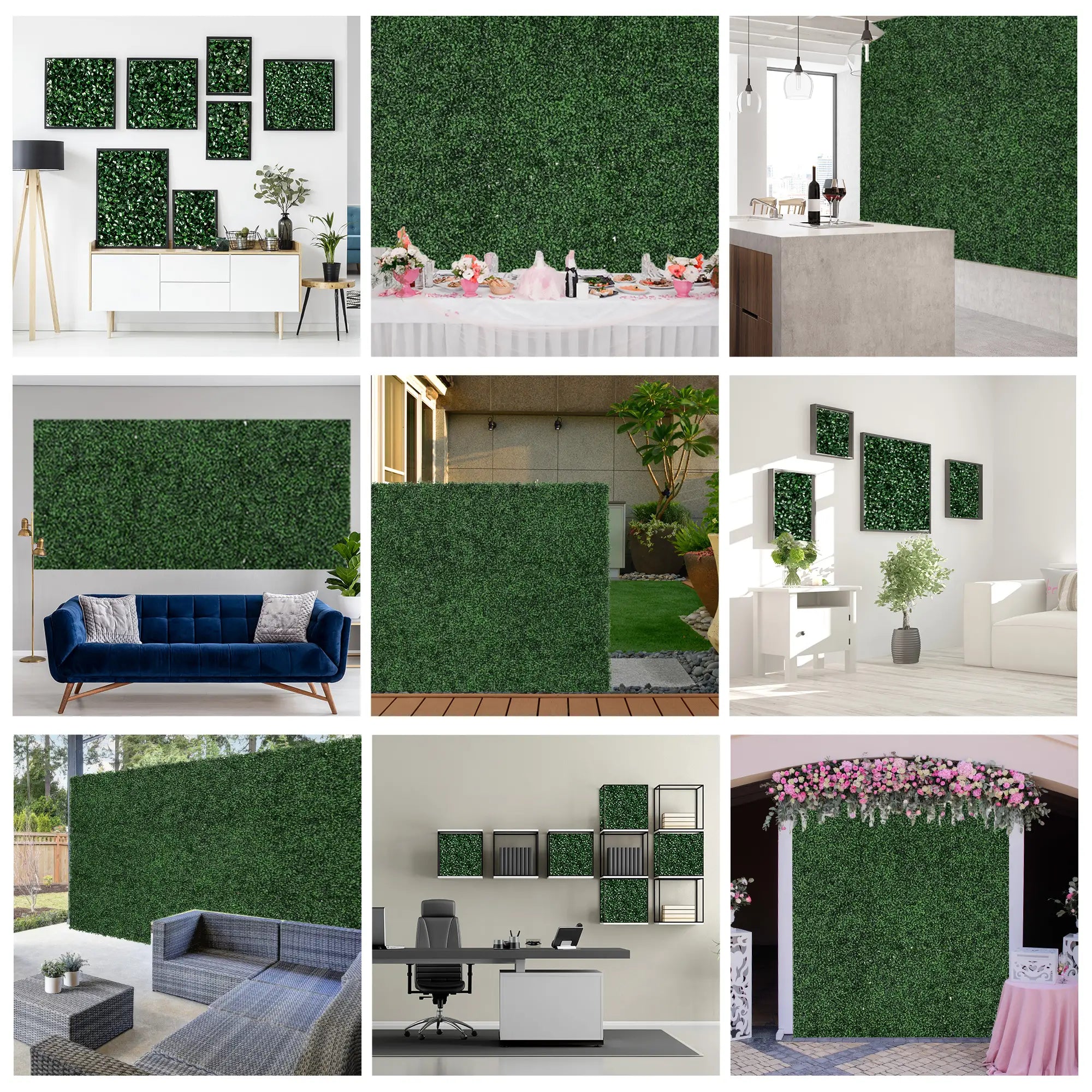 12-Piece Artificial Grass, Fake Green Wall, 19.75