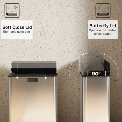 Dual Trash Can with Soft-Close Lid, Garbage Can with Removable Inner Bucket for Kitchen 14.8gal, Silver Household Supplies at Gallery Canada