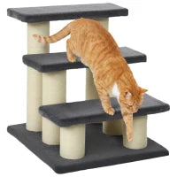 Cat Trees 3 Tier Pet Stairs, Dog Cat Steps Scratching Post, Dark Grey