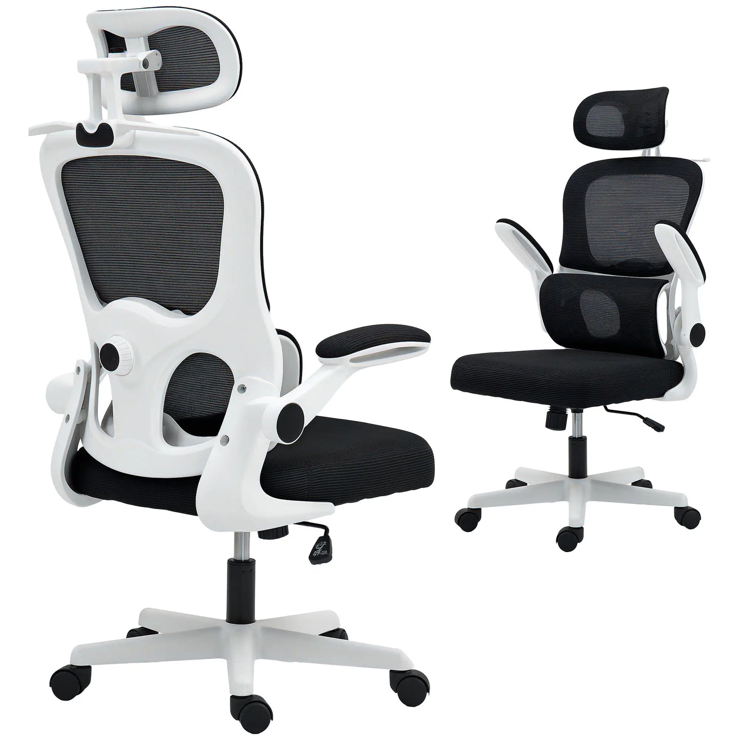 Mesh Office Chair, Ergonomic Desk Chair, Flip-Up Armrest, Adjustable Lumbar Support, Black Office Chairs at Gallery Canada