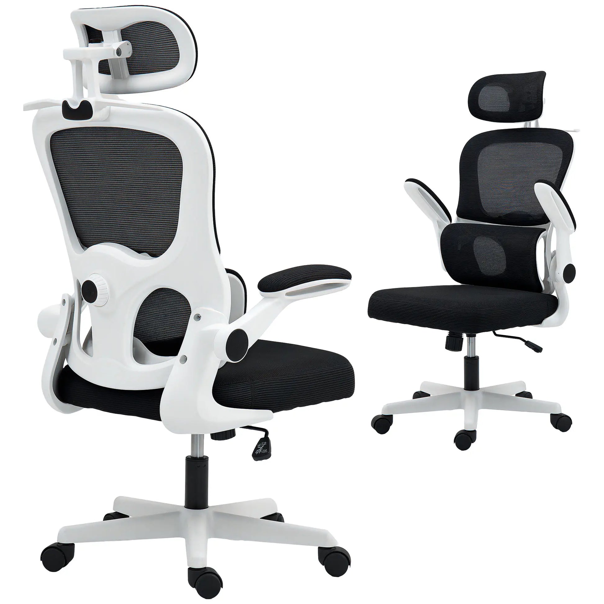 Mesh Office Chair, Ergonomic Desk Chair, Flip-Up Armrest, Adjustable Lumbar Support, Black Office Chairs at Gallery Canada