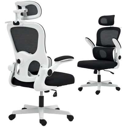 Mesh Office Chair, Ergonomic Desk Chair, Flip-Up Armrest, Adjustable Lumbar Support, Black Office Chairs at Gallery Canada