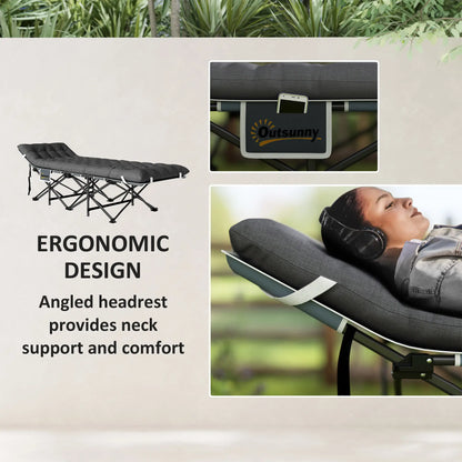 26.8" Wide Folding Bed, Camping Cot with Mattress, Carry Bag, 330 LBS, Dark Grey Camping Cots at Gallery Canada