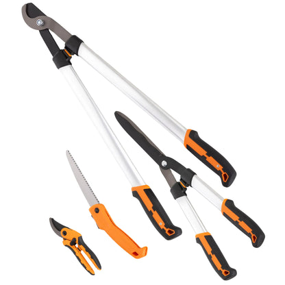 4 Pcs Pruning Shears Set, Hedge Shears, Loppers, Garden Secateurs, Hand Saw Garden Accessories Silver, Orange at Gallery Canada