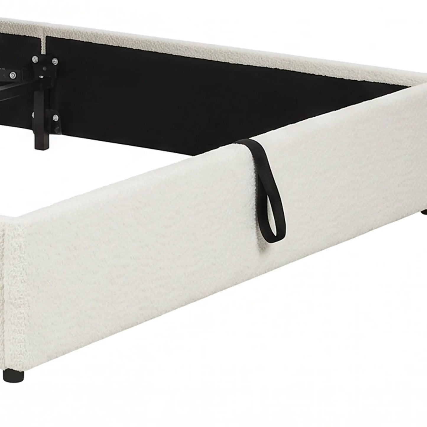Queen Bed Frame with Charging Station, LED Lights, Adjustable Headboard, White Bed Frames at Gallery Canada