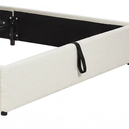 Queen Bed Frame with Charging Station, LED Lights, Adjustable Headboard, White Bed Frames at Gallery Canada