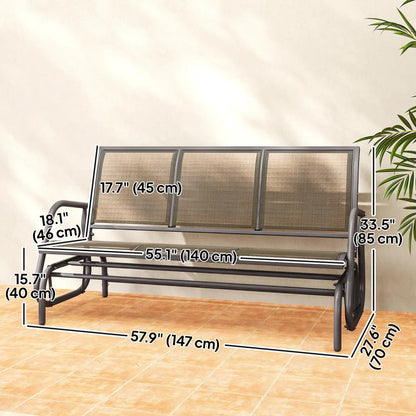 3-Seat Outdoor Glider Chair, Steel Frame, Sling Fabric, Brown Outdoor Gliders at Gallery Canada