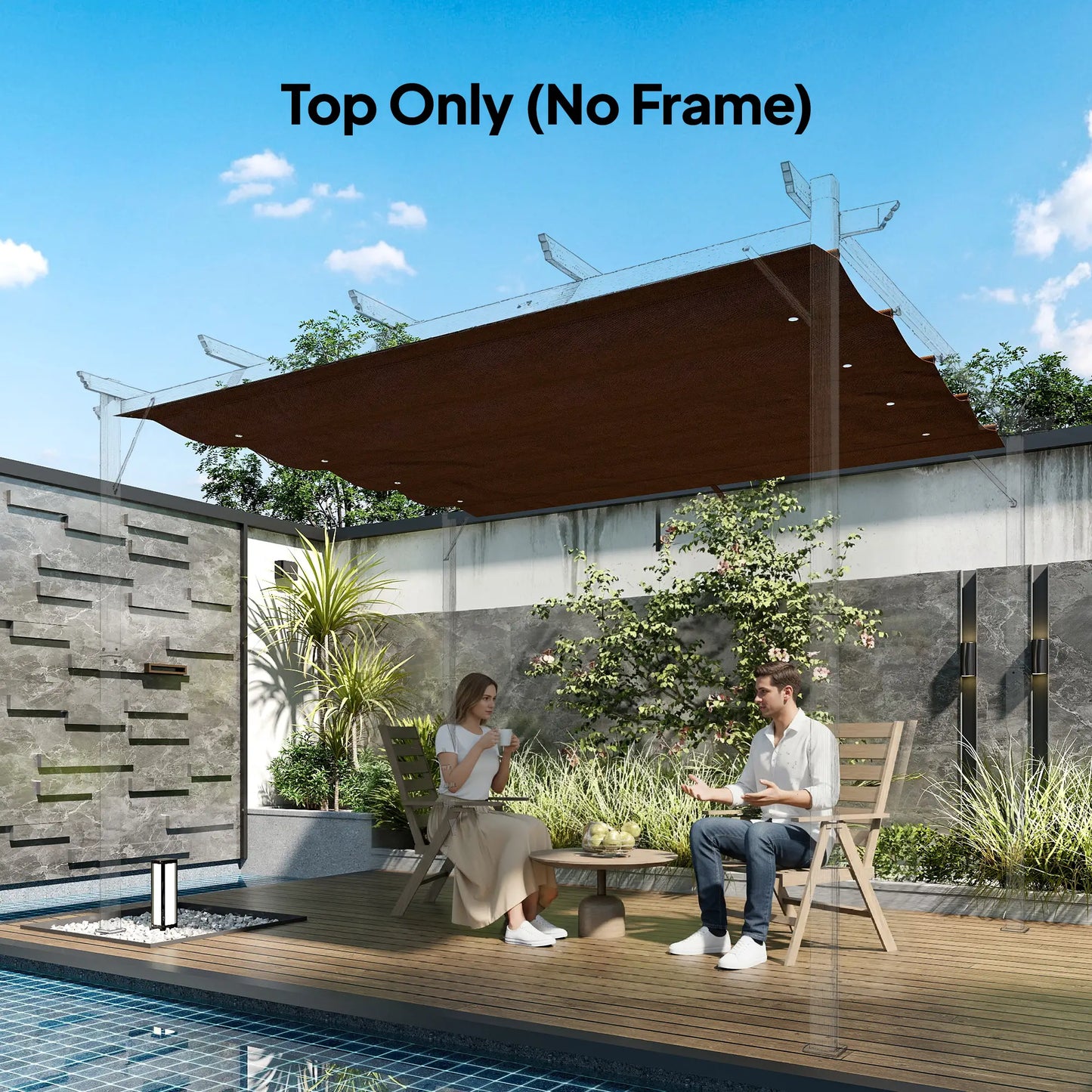 Retractable Pergola Canopy, 10' x 7' Sun Shade Cover, UV30+, Coffee Gazebo Canopy Replacement at Gallery Canada