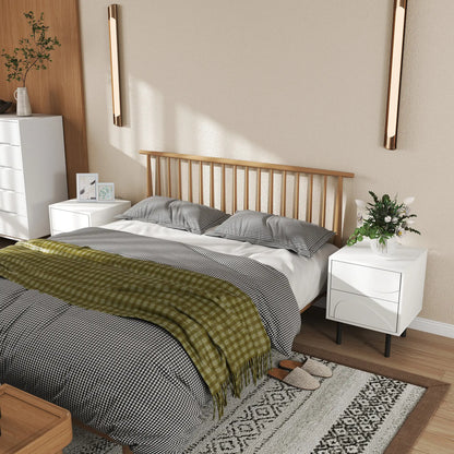 Modern Nightstand Set of 2, Push-to-Open Drawers, Steel Legs, White Bedside Tables at Gallery Canada