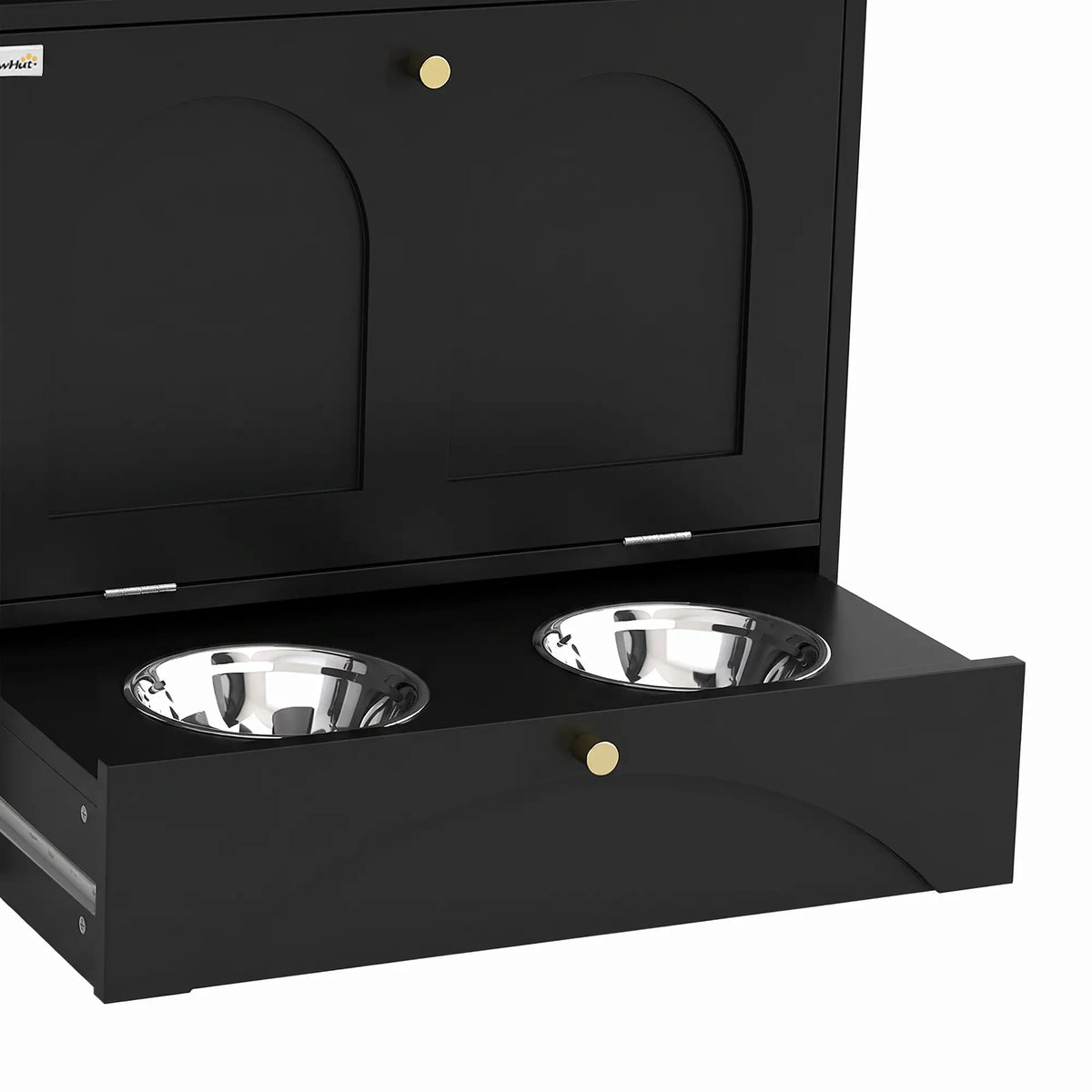 Dog Feeding Station, Food Storage Cabinet, 2 Elevated Bowls, Black Dog Bowls at Gallery Canada