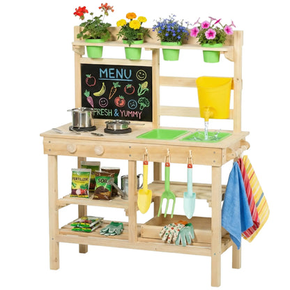 Kids Mud Kitchen, Outdoor Wooden Play Kitchen, Kitchenware, Garden Tools, Natural Play Kitchen at Gallery Canada