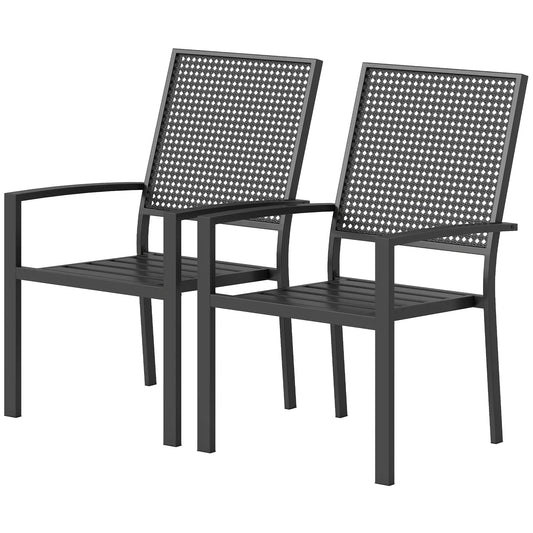 Stackable Patio Chairs Set Of 2, Outdoor Dining Chairs, Black Outdoor Dining Sets Black at Gallery Canada