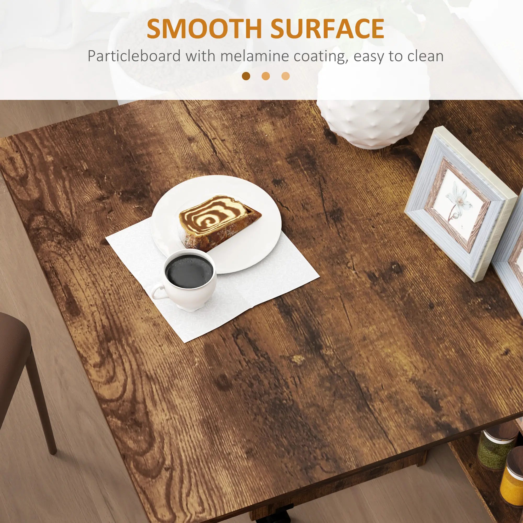 Extendable Dining Table, Collapsible w/ Shelves, Casters, Rustic Brown, Brown Dining Tables at Gallery Canada