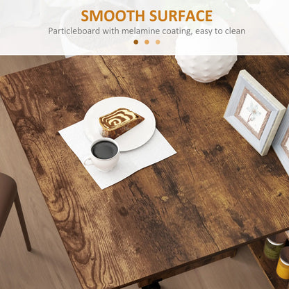 Extendable Dining Table, Collapsible w/ Shelves, Casters, Rustic Brown, Brown Dining Tables at Gallery Canada