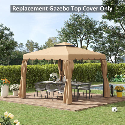10' x 10' Replacement Canopy, Gazebo Top Cover, Double Vented Roof, Khaki Gazebos at Gallery Canada